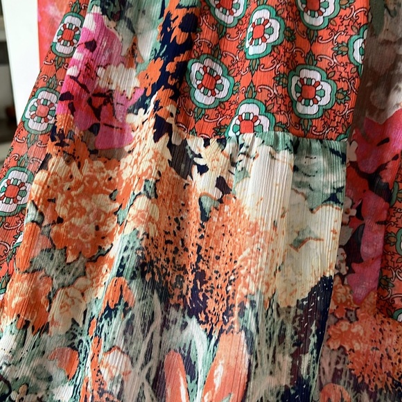 Anthropologie Figueroa & Flower Floral Multicolor Women's Semi Sheer Top Medium - Picture 8 of 8